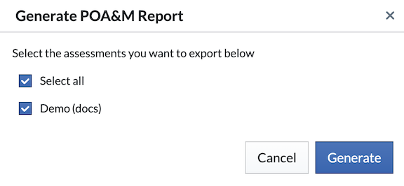 Report export modal