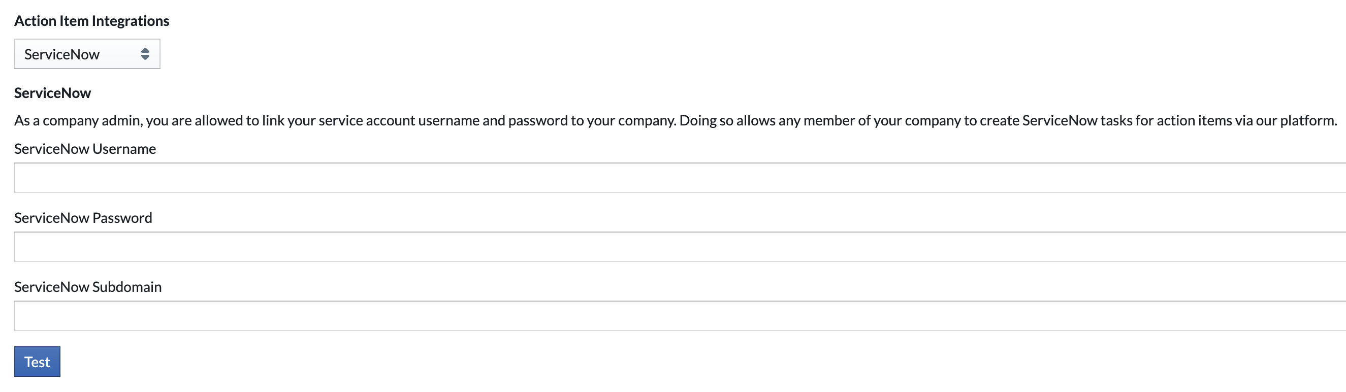 ServiceNow setup