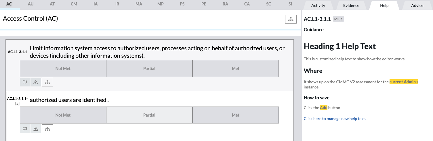 Example custom help